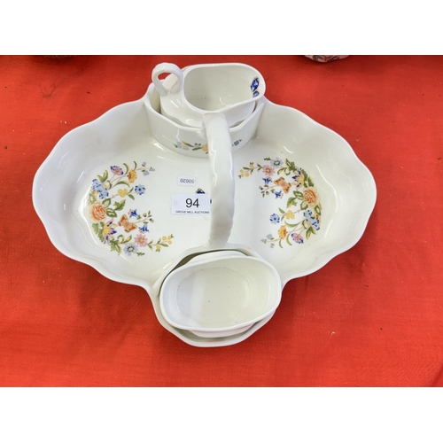 94 - AYNSLEY 'COTTAGE GARDEN' STRAWBERRY BASKET WITH CREAM & SUGAR SET