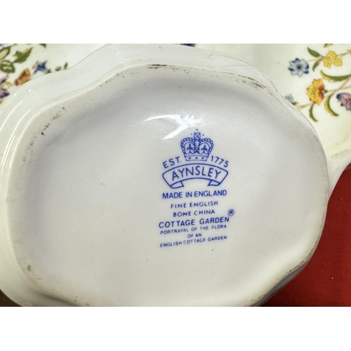 94 - AYNSLEY 'COTTAGE GARDEN' STRAWBERRY BASKET WITH CREAM & SUGAR SET