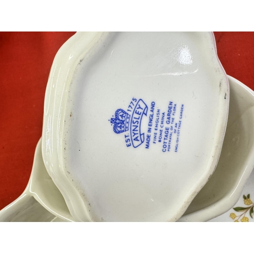 94 - AYNSLEY 'COTTAGE GARDEN' STRAWBERRY BASKET WITH CREAM & SUGAR SET