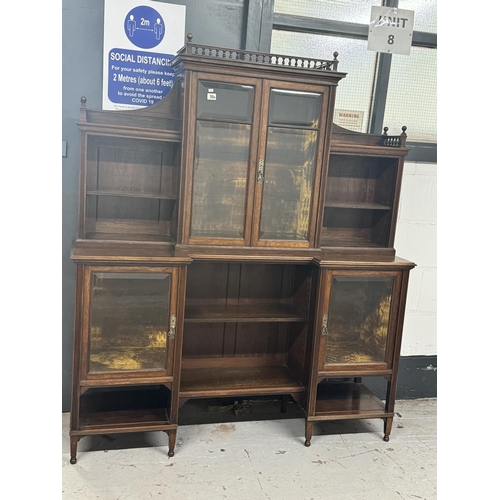 20A - ANTIQUE SIDE BY SIDE DISPLAY CABINET WITH KEY