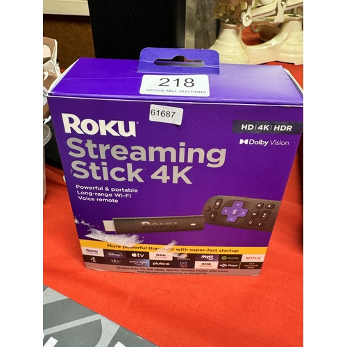 218 - BOXED ROKO STREAMING STICK 4K(A/F)