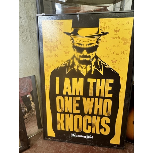 27 - LARGE FRAMED 'BREAKING BAD - I'M THE ONE WHO KNOCKS' POSTER(RESERVED AT £10)'