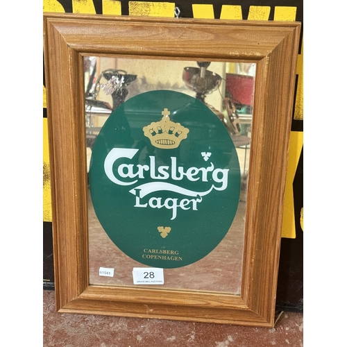 28 - FRAMED CARLSBERG ADVERTISING MIRROR(RESERVED AT £12)