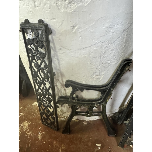 39 - PAIR OF CAST IRON BENCH ENDS & BACK