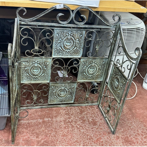 5 - WROUGHT IRON TRIPLE CANDLE STAND