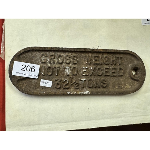 VINTAGE CAST IRON RAILWAY WAGON PLATE