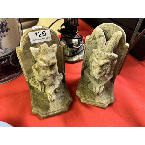 126 - STONE GARGOYLE BOOKENDS(RESERVED AT £20)