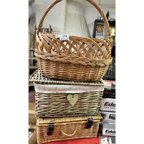 174 - 3 WICKER BASKETS