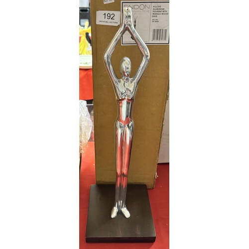 192 - BOXED ENDON HOME POLISHED ALUMINIUM FIGURINE ON MANGO WOOD BASE(NEW)