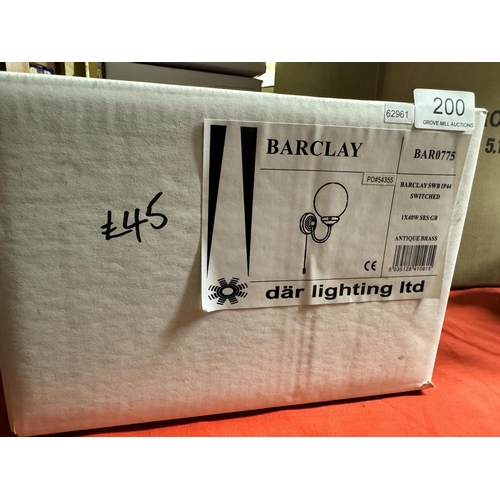 200 - BOXED DAR LIGHTING Ltd BARLAY ANTIQUE BRASS WALL LIGHTS(NEW)