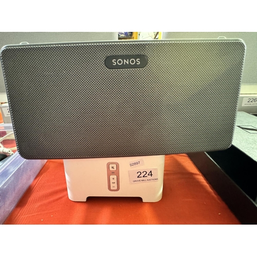 224 - BLACK SONOS PLAY 3 & BRIDGE(POWERS ON - A/F)