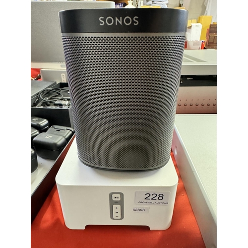 228 - BLACK SONOS PLAY 1 & BRIDGE( - A/F)