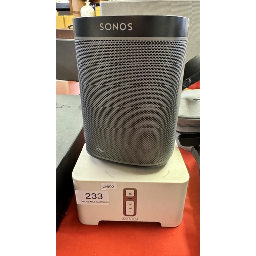 233 - BLACK SONOS PLAY 1 & BRIDGE( - A/F)