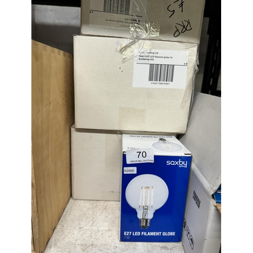 70 - 18 BOXED SAXBY LIGHTING E27/7W LED FILAMENT GLOBE BULBS(NEW)