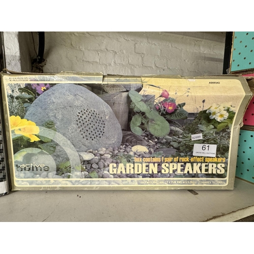 61 - BOXED ACTIVE HOME GARDEN SPEAKERS