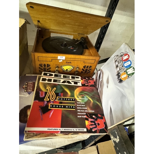64 - REPRO ITEK STEREO & STACK OF VINYL LPS