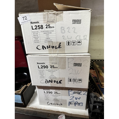 72 - 75 BOXED B22/2W LONG LIFE CANDLE BULBS(NEW)