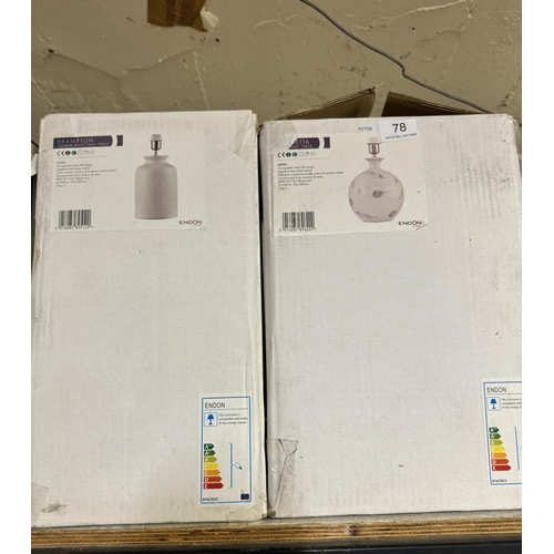 78 - 2 BOXED PORCELAIN LAMP BASES(NEW)