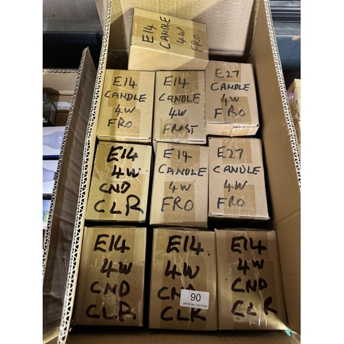 90 - 100 BOXED E14/E27/4W LONG LIFE CANDLE BULBS(NEW)