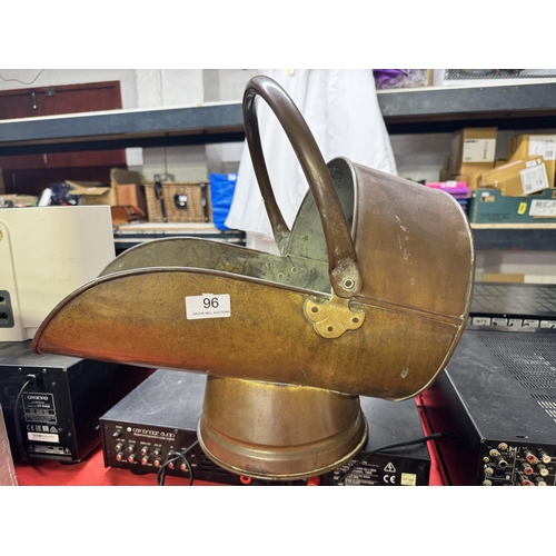 96 - VINTAGE COPPER & BRASS COAL SCUTTLE(reserved at £30)