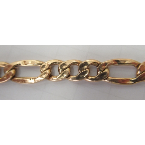 159 - A yellow metal curb link bracelet&nbsp; stamped 10k; and a Gruen gold plated manual wristwatch, face... 