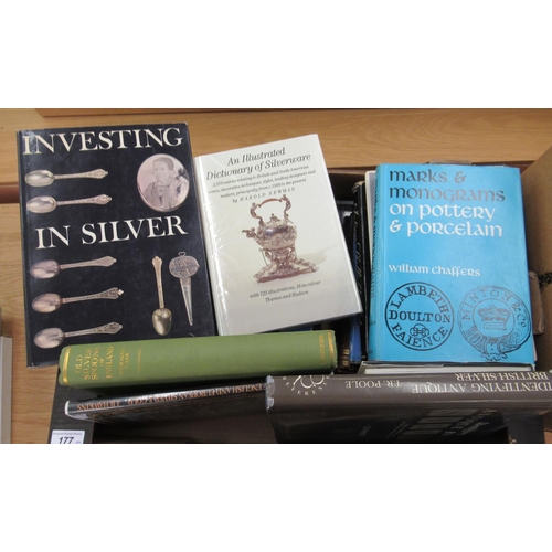 177 - Books, antique reference, silver gold and pewter