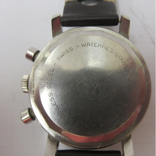 328 - A Dugena stainless steel cased wristwatch, the 17 jewel movement faced by a baton dial with two subs... 