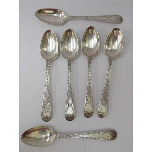 331 - A set of six silver spoons  bears indistinct marks