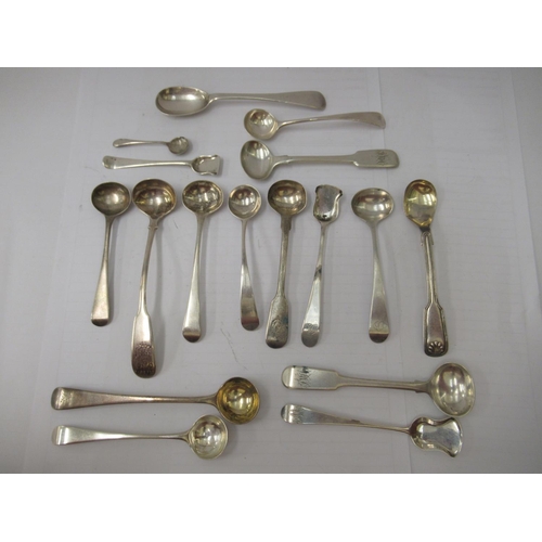 332 - A miscellany of silver, variously patterned, condiment spoons  mixed marks