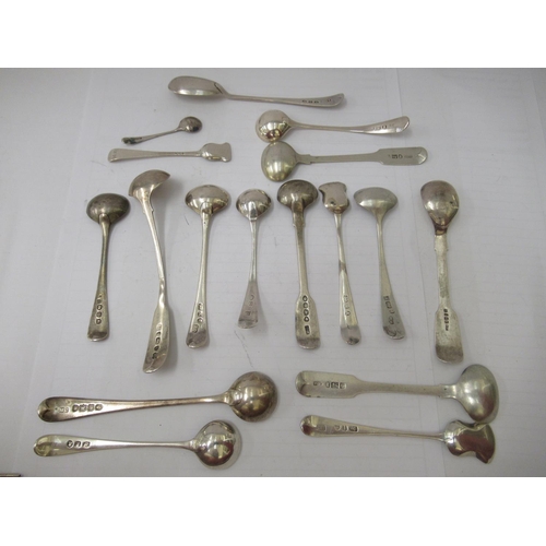 332 - A miscellany of silver, variously patterned, condiment spoons  mixed marks