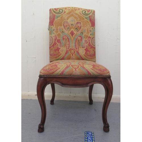 182 - A Ralph Lauren mahogany framed high back side chair, stud upholstered in Arts & Crafts pattern f... 