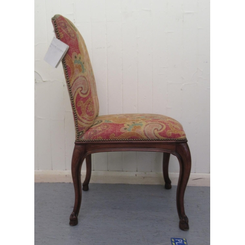 182 - A Ralph Lauren mahogany framed high back side chair, stud upholstered in Arts & Crafts pattern f... 