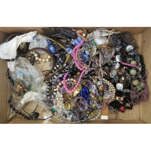 64 - Costume jewellery: to include bangles, loose and string beads, faux pearls and earrings 