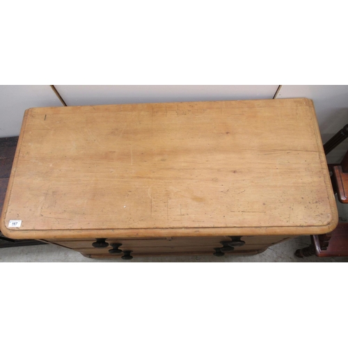 167 - A late Victorian pine dressing chest, comprising two short/two long drawers, on a plinth&nbsp; 30