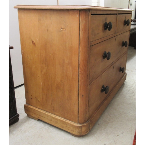 167 - A late Victorian pine dressing chest, comprising two short/two long drawers, on a plinth&nbsp; 30