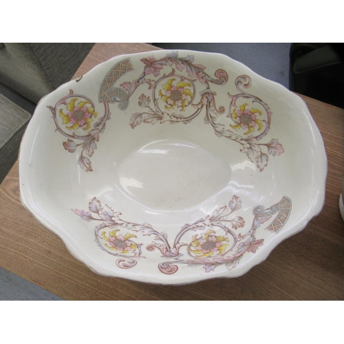 302 - A late Victorian china wash jug and bowl, decorated with flora&nbsp; 16