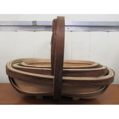 103 - Three graduated bentwood trugs  largest 16