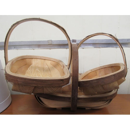 103 - Three graduated bentwood trugs  largest 16