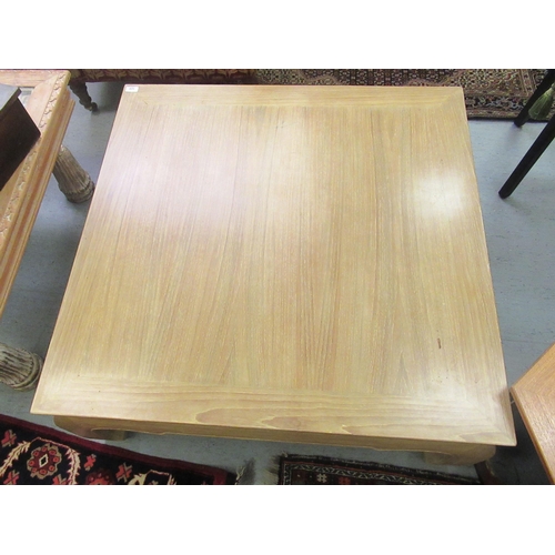 105 - A modern Chinese inspired light oak coffee table, raised on curved legs  16