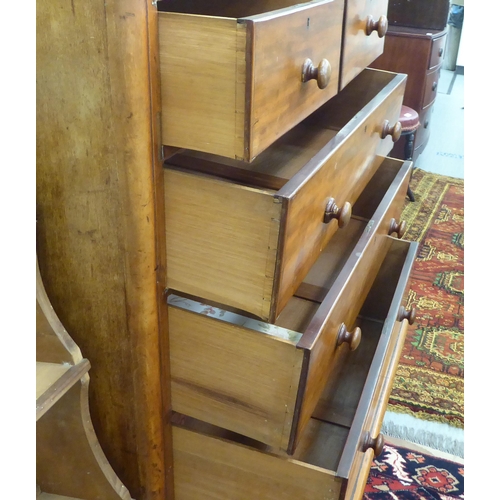 106 - A late Victorian mahogany dressing chest with round corners, comprising two short/three graduated lo... 