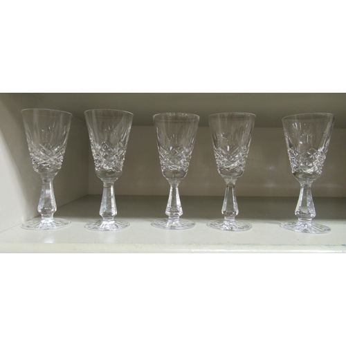 107 - A set of five Waterford crystal Lismore pattern stemmed sherry glasses 