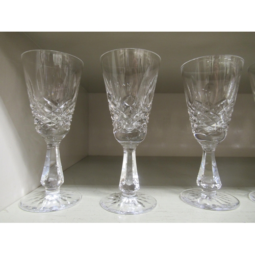 107 - A set of five Waterford crystal Lismore pattern stemmed sherry glasses 