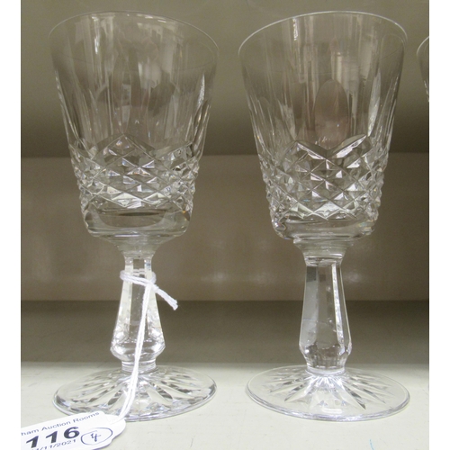 116 - A set of four Waterford crystal Lismore pattern stemmed wine glasses 