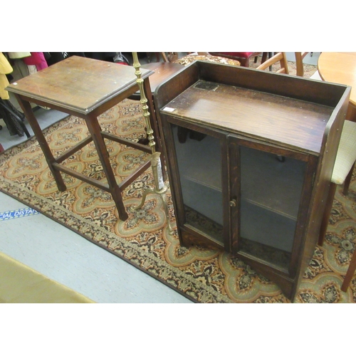 185 - Small furniture: to include a 1920s oak two door side cabinet, raised on bracket feet  35