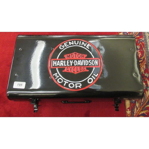 195 - A black painted metal Harley Davidson toolbox  8