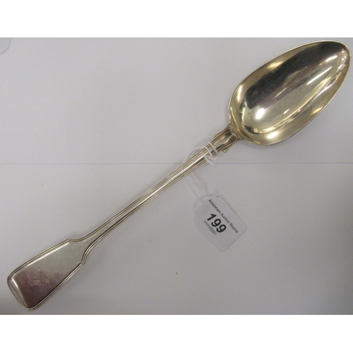 199 - A William IV silver fiddle and thread pattern basting spoon  William Collins  London 1832&... 