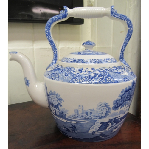 205 - Ceramics, viz. a Spode china Italian pattern 'oversized' teapot; a Spode china wash jug; four Spode ... 