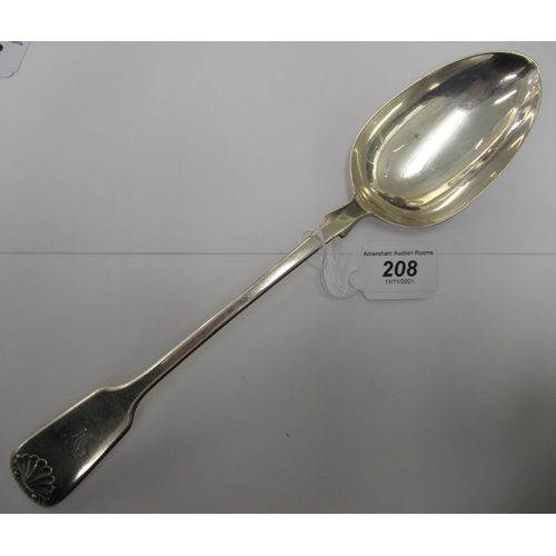 208 - A Victorian silver fiddle and shell pattern basting spoon  George Aldwinckle  London 1869