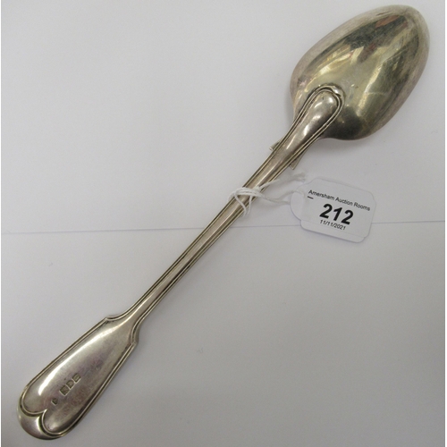 212 - An Edwardian silver fiddle and thread pattern basting spoon  Holland, Aldwinckle & Slater&n... 