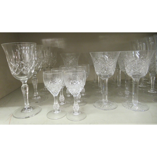 223 - Decorative glass tableware, pedestal wines and sherries 